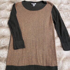 DKNY Women's Sweater, Size Medium, Color Gray Peach Wool Cashmere Blend, Knit